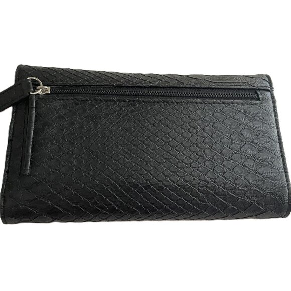 Snakeskin Embossed Vintage Silver Geeko Wallet Black - Picture 3 of 6